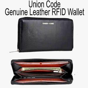 Sale NWT Union Code Black Genuine Leather RFID Protected Women's Wallet